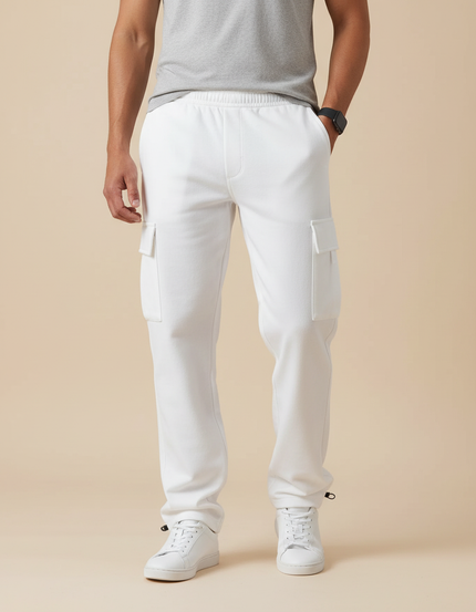 Pantalon Cargo Blanc Ample Décontracté Confortable Homme - Molleton