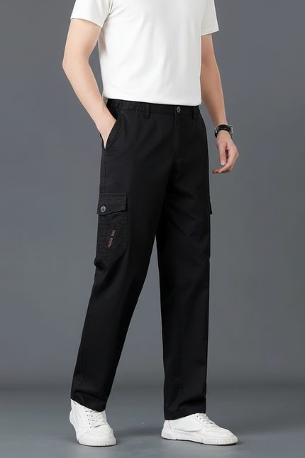 Pantalon Cargo Noir Homme Droit Décontracté Coton