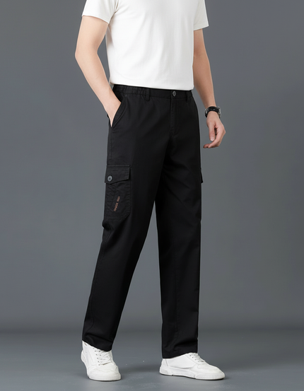 Pantalon Cargo Noir Homme Droit Décontracté Coton