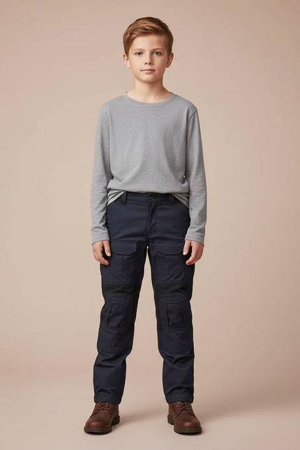 Pantalon Cargo Bleu Marine Enfant Tactique Renforcé - Gabardine