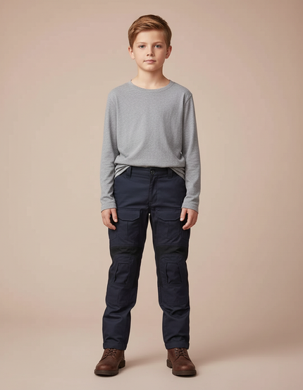 Pantalon Cargo Bleu Marine Enfant Tactique Renforcé - Gabardine