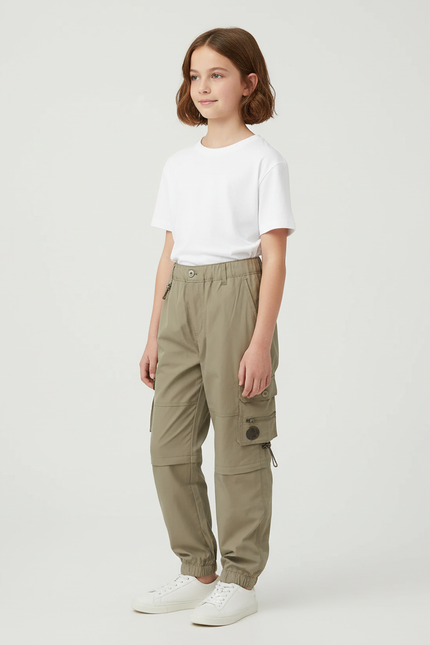 Pantalon Cargo Kaki Ample Détachable Enfant - Polyester