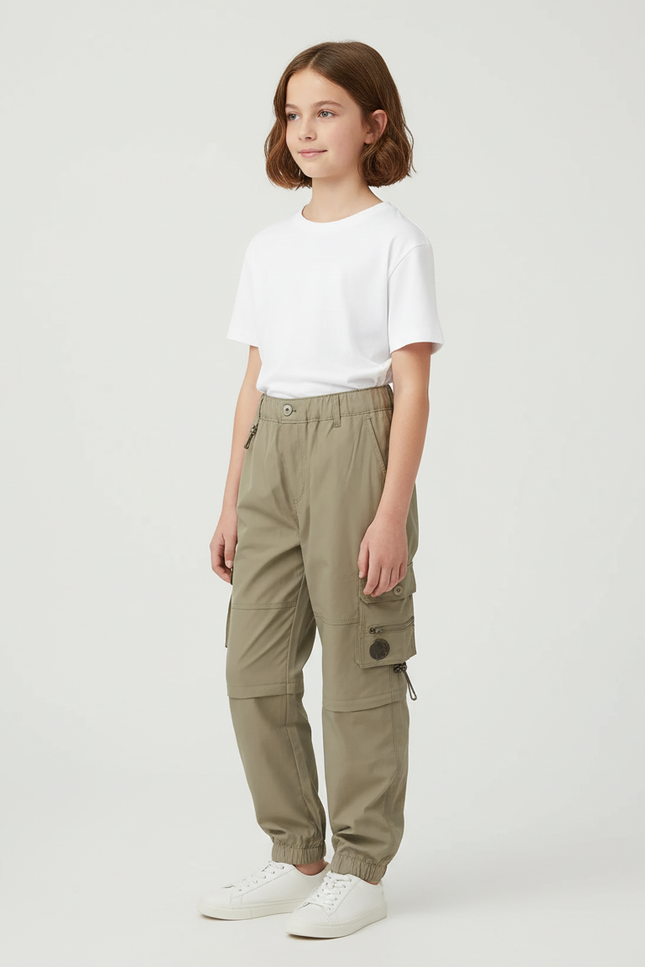 Pantalon Cargo Kaki Ample Détachable Enfant - Polyester