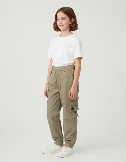 Pantalon Cargo Kaki Ample Détachable Enfant - Polyester