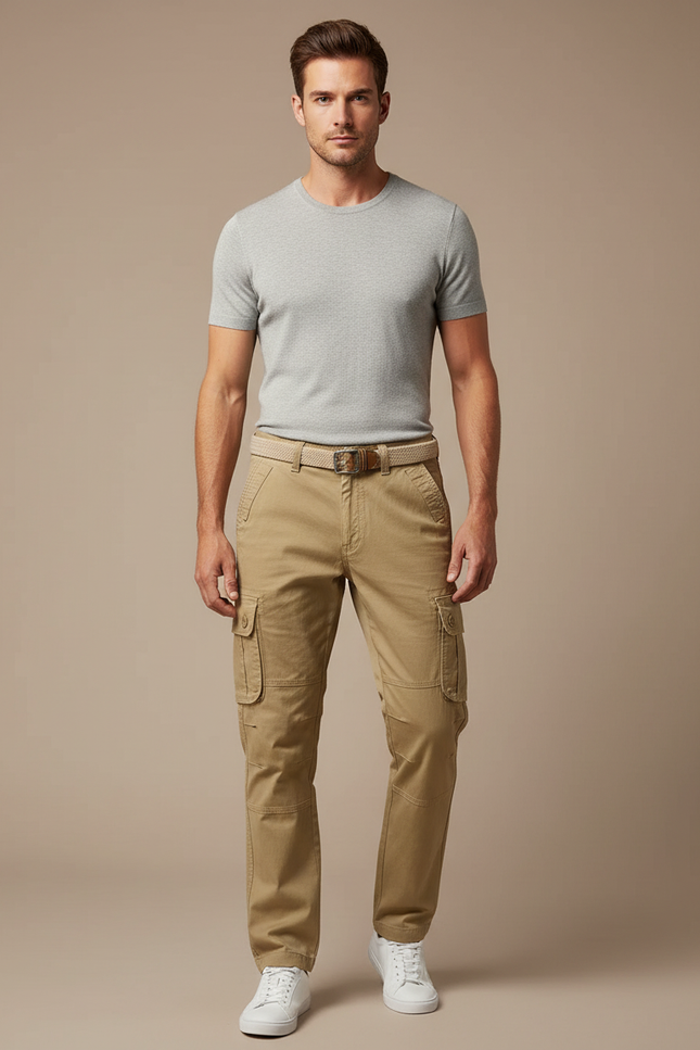 Pantalon Cargo Doublé Homme - Kaki Gabardine