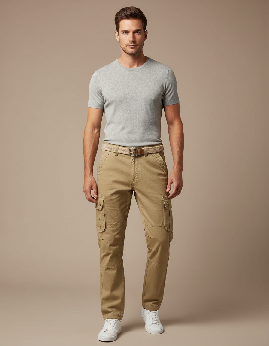 Pantalon Cargo Doublé Homme - Kaki Gabardine
