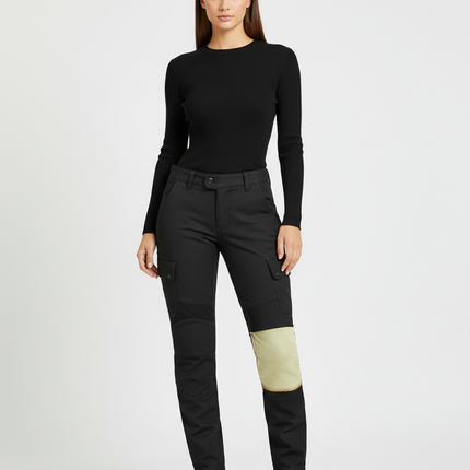 Pantalon Cargo Noir Femme Décontracté Renforcé Ample - Gabardine
