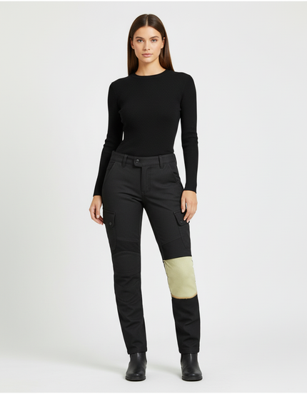 Pantalon Cargo Noir Femme Décontracté Renforcé Ample - Gabardine