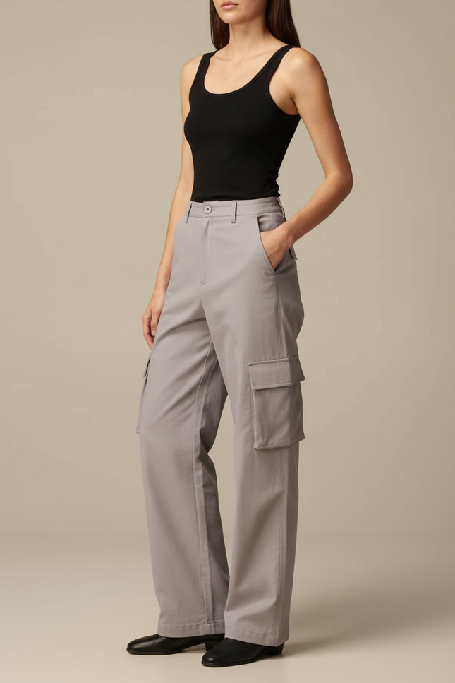 Pantalon Cargo Habillé - Gris Gabardine