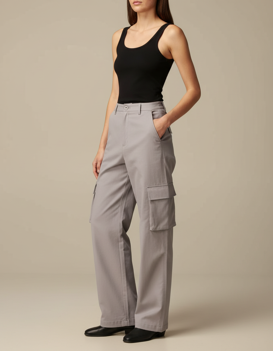 Pantalon Cargo Habillé - Gris Gabardine