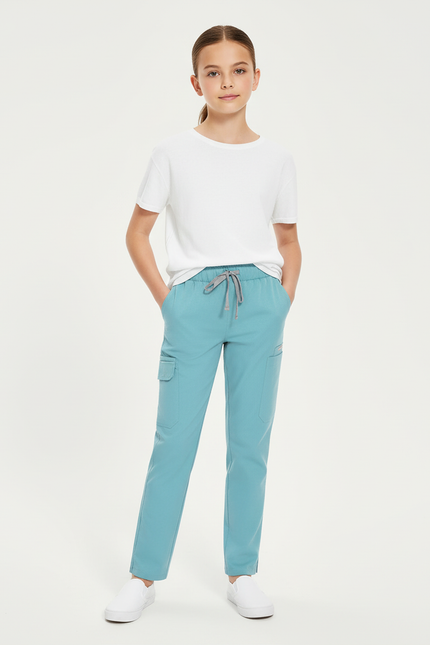 Pantalon Cargo Bleu Ciel Cordon Élastique Enfant - Polyester