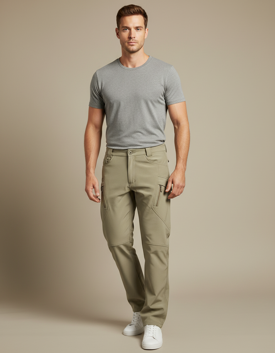Pantalon Cargo Kaki Homme Léger Fonctionnel Randonnée - Polyester