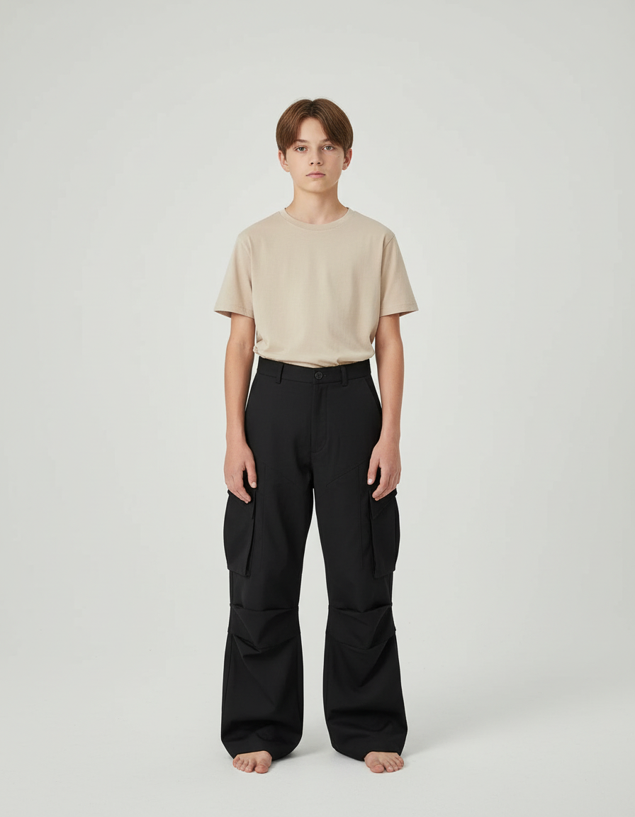 Pantalon Cargo Noir Ample Décontracté Streetwear Homme - Toile
