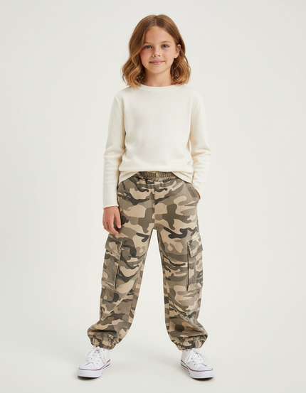 Pantalon Cargo Camouflage Enfant Multipoches Ample Coton - Multicolore