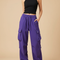 Pantalon Cargo Violet Ample Décontracté Sport Femme - Molleton
