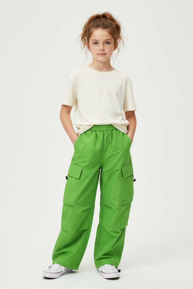 Pantalon Cargo Fille Vert Parachute - Polyester