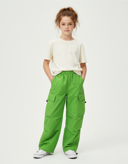 Pantalon Cargo Fille Vert Parachute - Polyester