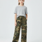 Pantalon Cargo Camouflage Ample Vert Militaire Fille - Molleton