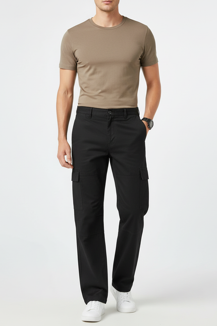 Pantalon Cargo Chic Homme - Noir Gabardine
