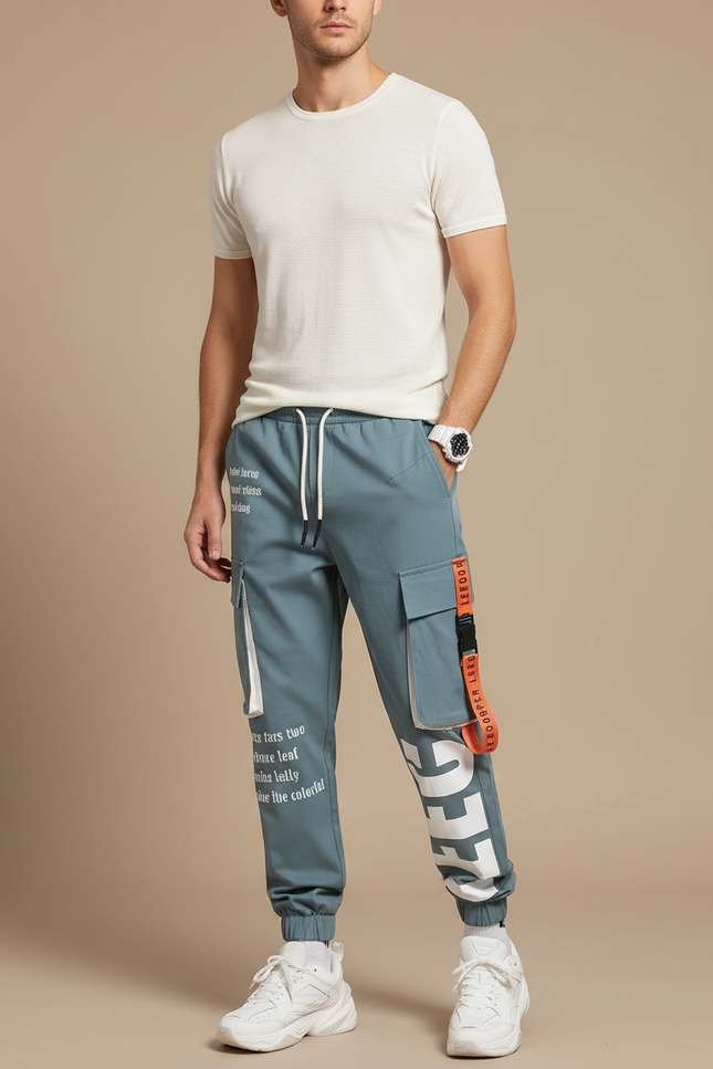 Pantalon Cargo Urbain Homme - Bleu Polyester
