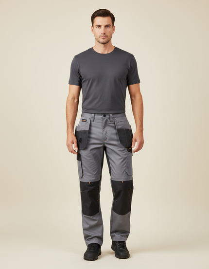 Pantalon Cargo Gris Multipoches Résistant Tactique Homme - Polyester
