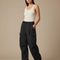 Pantalon Cargo Noir Fluide Ample Nylon Femme - Polyester