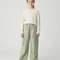 Pantalon Cargo Vert Sauge Ample Élastique Multipoches Enfant - Polyester