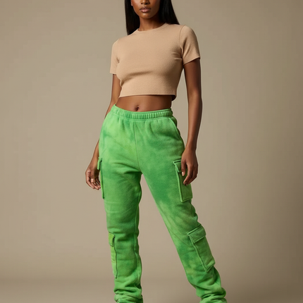 Pantalon Cargo Velours Femme - Vert Molleton