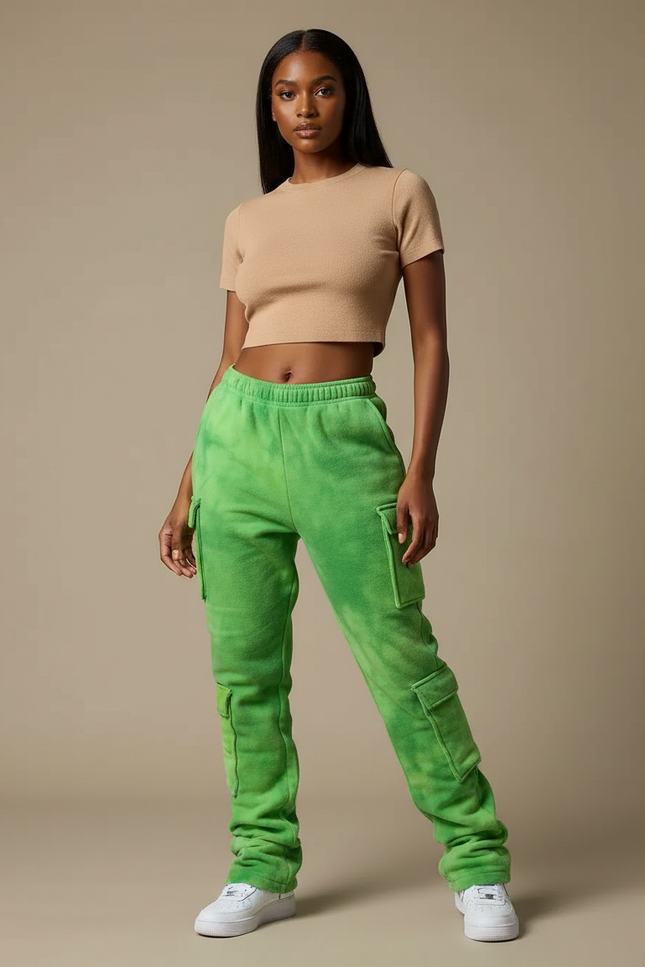 Pantalon Cargo Velours Femme - Vert Molleton