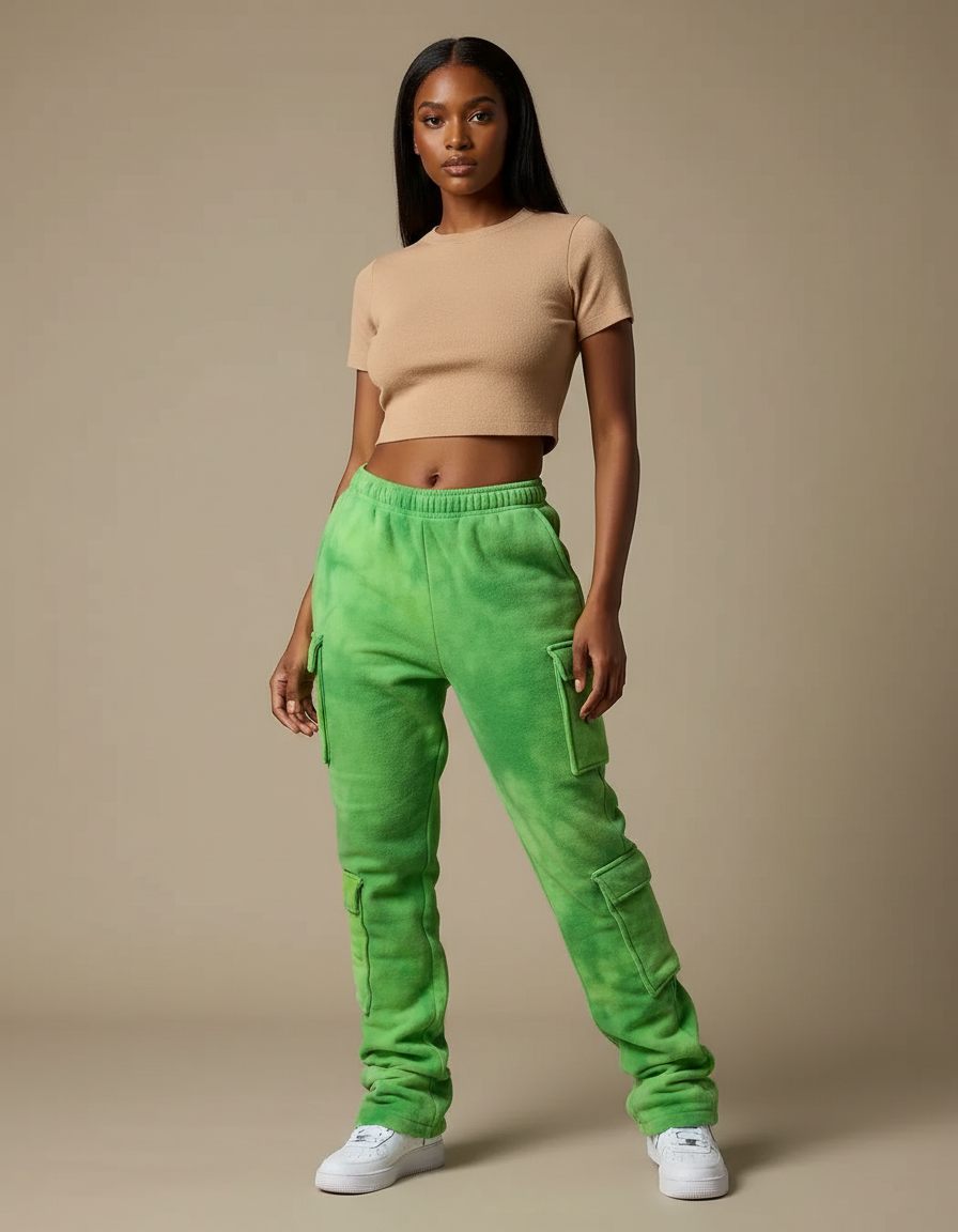 Pantalon Cargo Velours Femme - Vert Molleton