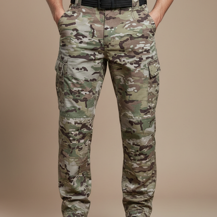 Pantalon Cargo Camouflage Militaire Homme Multipoches Tactique Résistant - Multicolore Toile