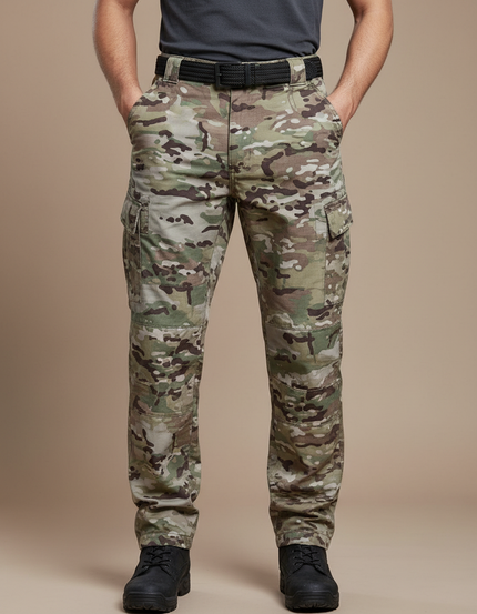 Pantalon Cargo Camouflage Militaire Homme Multipoches Tactique Résistant - Multicolore Toile