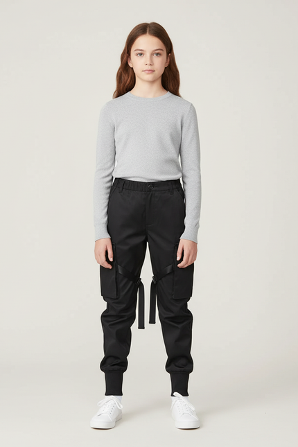 Pantalon Cargo Satin Noir