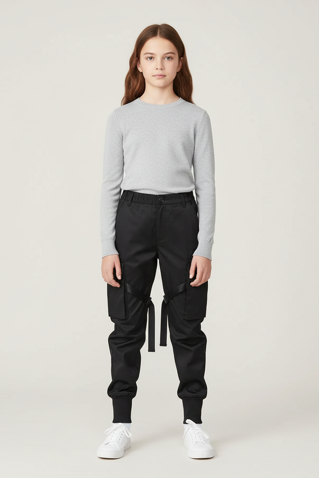 Pantalon Cargo Satin Noir