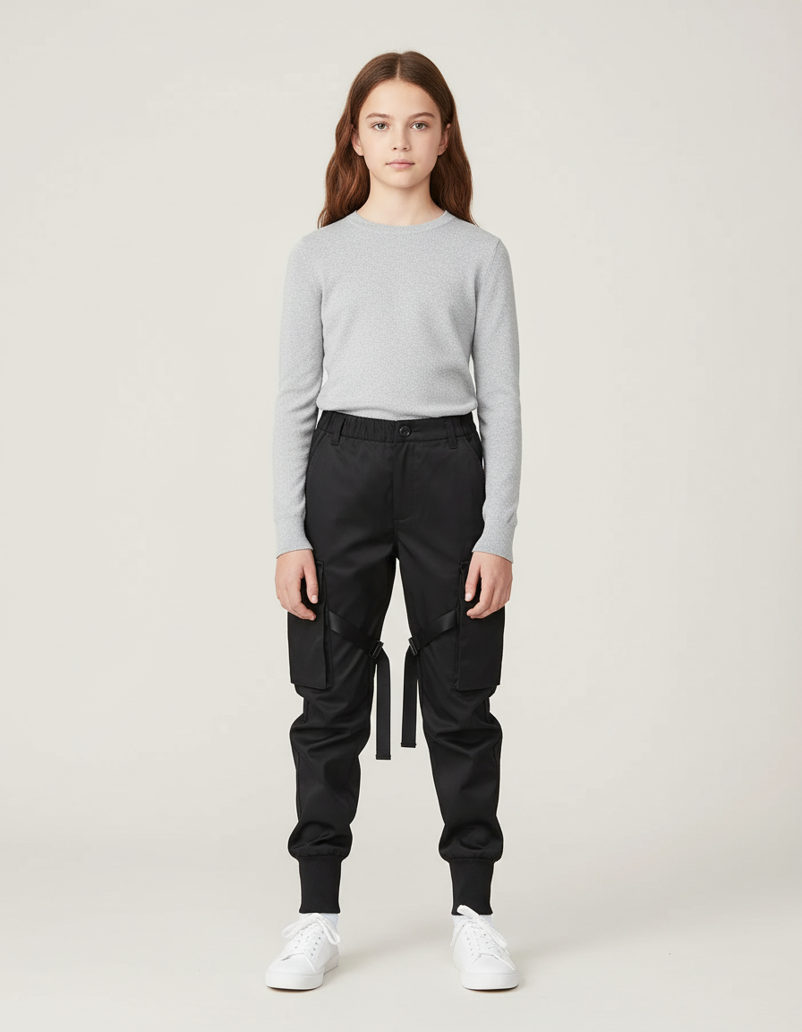 Pantalon Cargo Satin Noir