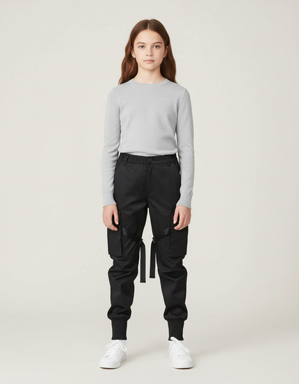 Pantalon Cargo Satin Noir