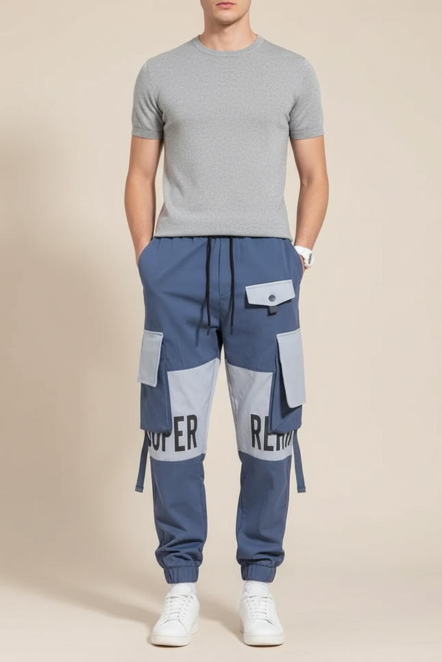 Pantalon Bleu Cargo - Polyester