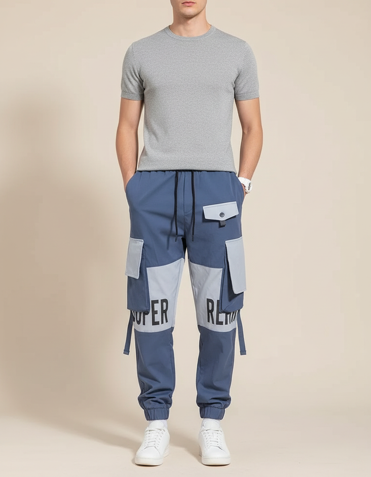 Pantalon Bleu Cargo - Polyester