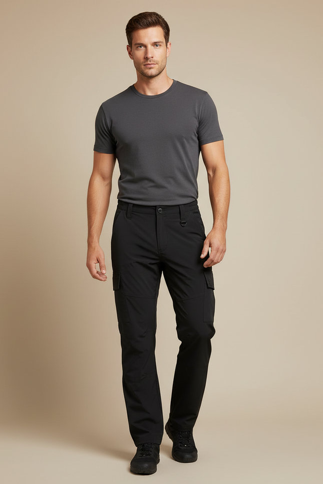 Pantalon Cargo Homme Noir Léger Séchage Rapide - Polyester
