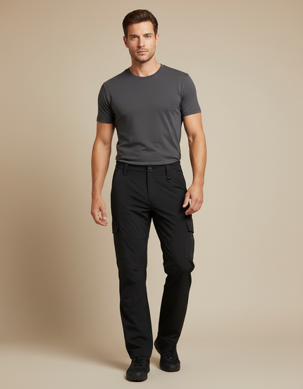 Pantalon Cargo Homme Noir Léger Séchage Rapide - Polyester