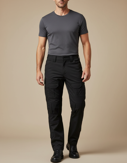 Pantalon Cargo Noir Homme Multipoches Résistant Urbain - Toile