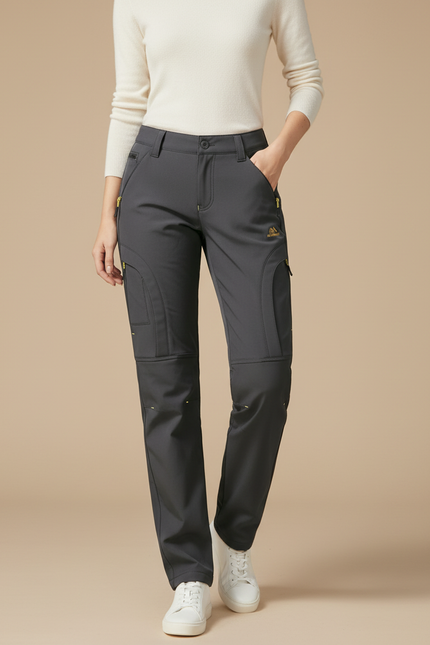 Pantalon Cargo Gris Femme Polaire Imperméable Randonnée - Polyester
