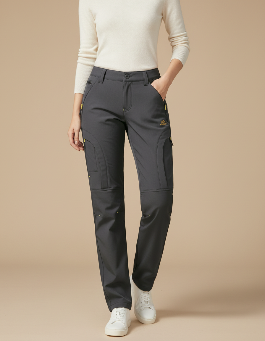 Pantalon Cargo Gris Femme Polaire Imperméable Randonnée - Polyester