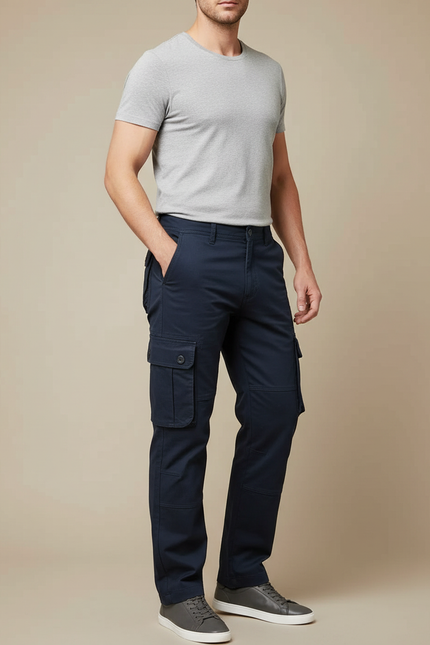 Pantalon Cargo Marine Coton Décontracté Multipoches - Toile