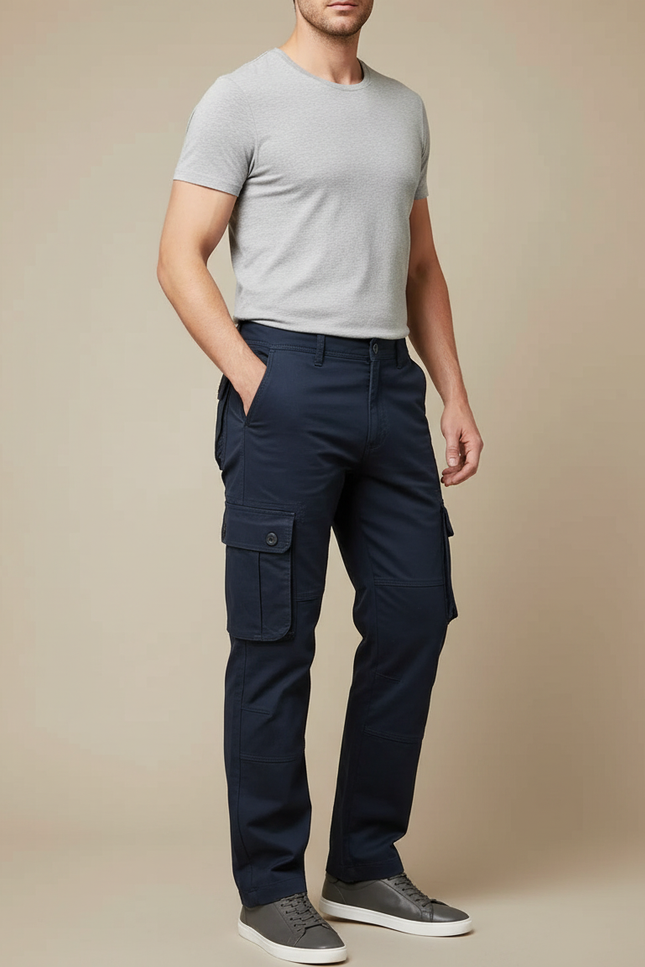 Pantalon Cargo Marine Coton Décontracté Multipoches - Toile