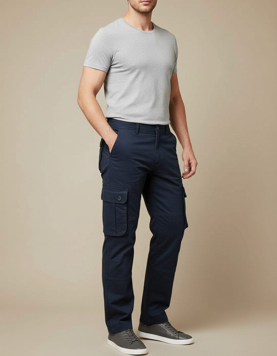 Pantalon Cargo Marine Coton Décontracté Multipoches - Toile