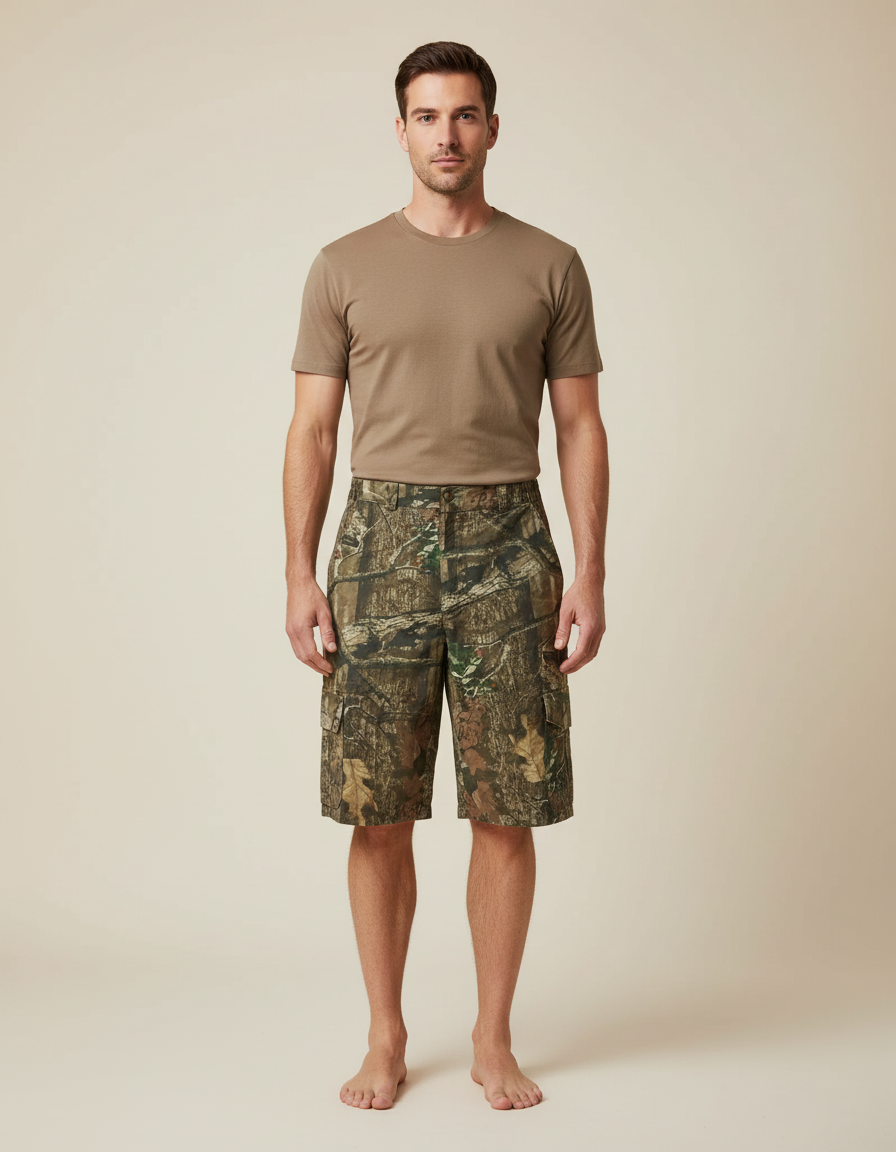 Pantalon Cargo Camouflage Naturel Coton Respirant Homme - Imprimé