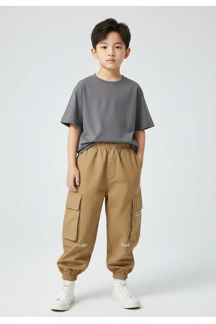 Pantalon Cargo Bébé Garçon - Kaki Toile