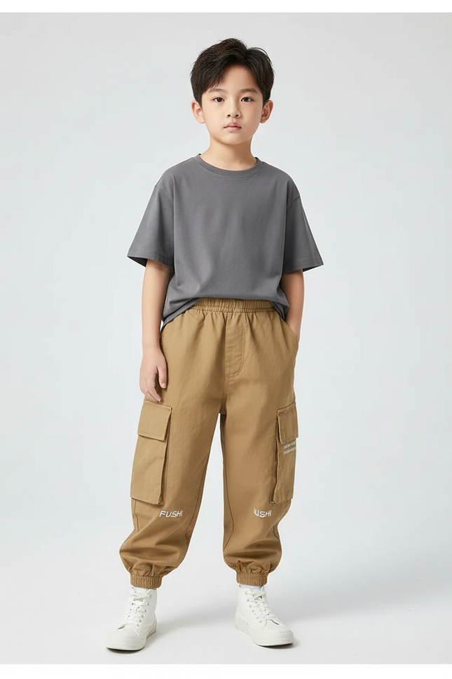 Pantalon Cargo Bébé Garçon - Kaki Toile