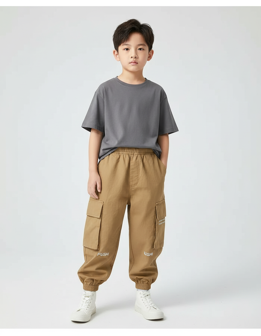 Pantalon Cargo Bébé Garçon - Kaki Toile